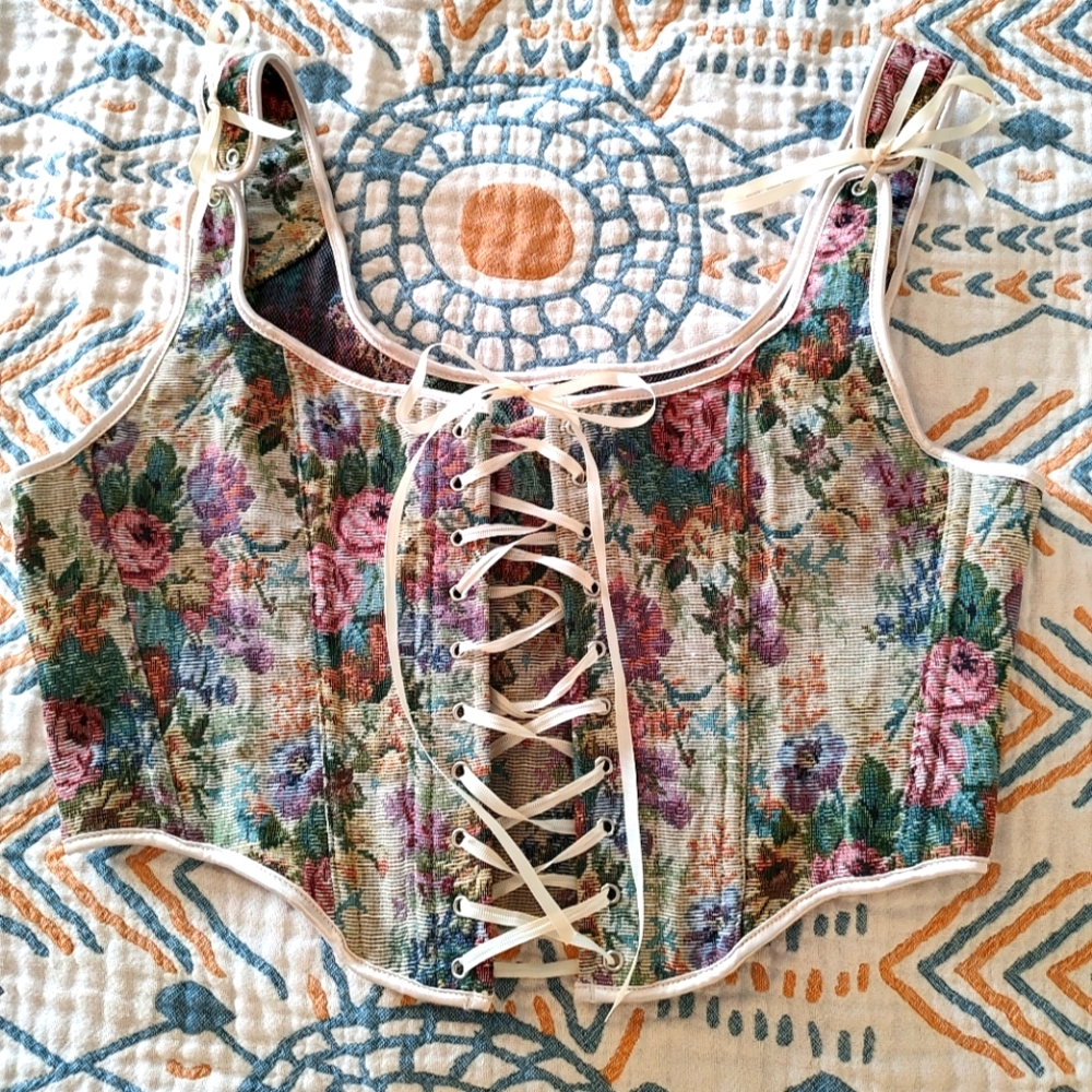Unbranded, fully adjustable corset, colorful floral